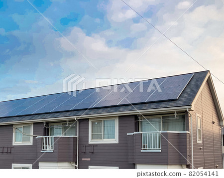 Solar panels on the roof of the apartment Solar panels on the roof of the apartment 82054141