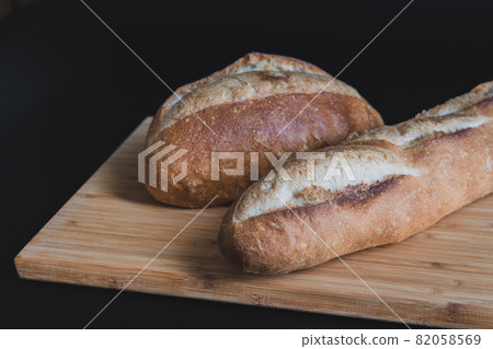 Bread close-up black background material 82058569