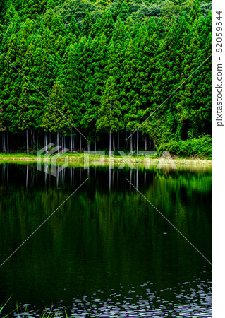 A view of Ryuo with a pond of Fuchi, trees and a pond A view of Ryuo with a pond of Fuchi, trees and a pond 82059344