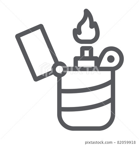 Lighter line icon, fire and burn, flame sign, vector graphics, a linear pattern on a white background, eps 10. Lighter line icon, fire and burn, flame sign, vector graphics, a linear pattern on a white background, eps 10. 82059918