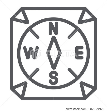 Compass line icon, equipment and travel, navigation sign, vector graphics, a linear pattern on a white background, eps 10. Compass line icon, equipment and travel, navigation sign, vector graphics, a linear pattern on a white background, eps 10. 82059920