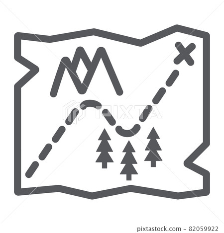 Map line icon, travel and navigation, paper map sign, vector graphics, a linear pattern on a white background, eps 10. Map line icon, travel and navigation, paper map sign, vector graphics, a linear pattern on a white background, eps 10. 82059922
