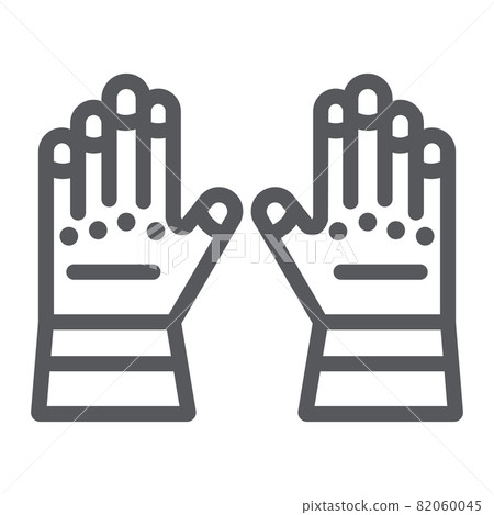 Firefighter gloves line icon, clothes and protection, rubber gloves sign, vector graphics, a linear pattern on a white background, eps 10. Firefighter gloves line icon, clothes and protection, rubber gloves sign, vector graphics, a linear pattern on a white background, eps 10. 82060045
