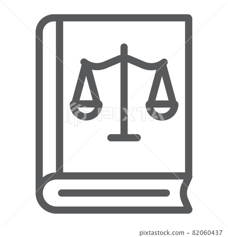 Law book line icon, justice and law, book with libra sign, vector graphics, a linear pattern on a white background, eps 10. Law book line icon, justice and law, book with libra sign, vector graphics, a linear pattern on a white background, eps 10. 82060437
