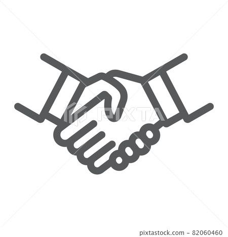 Handshake line icon, shake and agreement, diplomacy sign, vector graphics, a linear pattern on a white background, eps 10. Handshake line icon, shake and agreement, diplomacy sign, vector graphics, a linear pattern on a white background, eps 10. 82060460