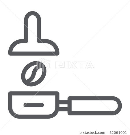 Portafilter line icon, coffee and barista, coffe tamping sign, vector graphics, a linear pattern on a white background, eps 10. Portafilter line icon, coffee and barista, coffe tamping sign, vector graphics, a linear pattern on a white background, eps 10. 82061001