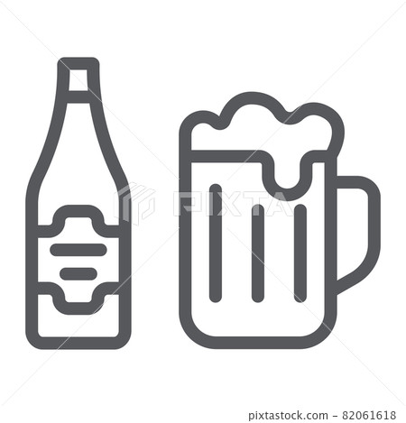 Beer line icon, bar and alcohol, glass and bottle sign, vector graphics, a linear pattern on a white background, eps 10. Beer line icon, bar and alcohol, glass and bottle sign, vector graphics, a linear pattern on a white background, eps 10. 82061618