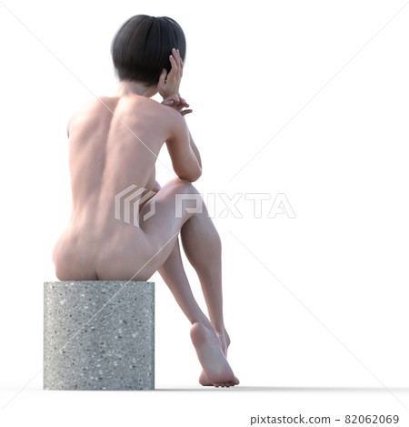 Female nude sitting pose 82062069