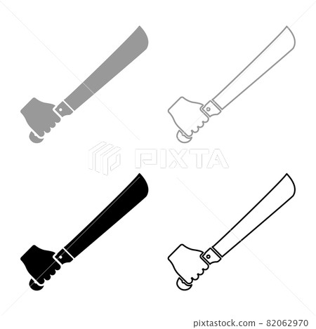 Machete in hand in use Arm Big knife set icon 82062970