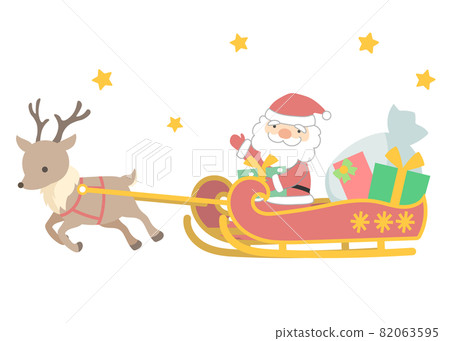 Reindeer and Santa Claus pulling a sleigh 82063595