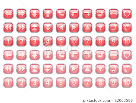 Glass-textured arrow / number icon set_red 82063596