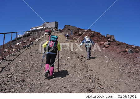 Mt. Fuji Kengamine directly below the peak [Japan's highest point] Mountain trail at the summit 82064001