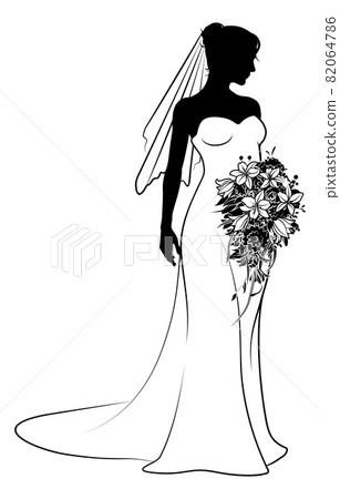 Bride Bridal Wedding Dress Silhouette Woman Design Bride Bridal Wedding Dress Silhouette Woman Design 82064786