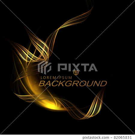 Abstract black composition, shiny isolated twisting patterns in gold color Abstract black composition, shiny isolated twisting patterns in gold color 82065831