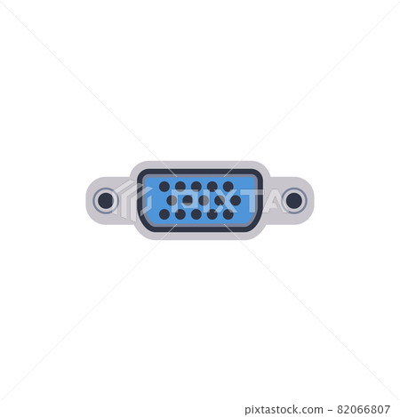 VGA pc universal connector icon. Vector graphic illustration of Port in flat style. VGA pc universal connector icon. Vector graphic illustration of Port in flat style. 82066807