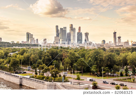 Moscow in summer, Russia. Scenic panorama of Luzhniki Park and Moscow-City Moscow in summer, Russia. Scenic panorama of Luzhniki Park and Moscow-City 82068325