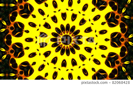 Yellow Floral pattern, seamless kaleidoscope. Kaledoscope pattern for manufacturing of packaging, scrapbooking, gift wrapping, books, booklets., alboms. Yellow Floral pattern, seamless kaleidoscope. Kaledoscope pattern for manufacturing of packaging, scrapbooking, gift wrapping, books, booklets., alboms. 82068428