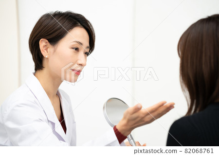醫學圖像面對面的醫生和患者美容 醫學圖像面對面的醫生和患者美容 82068761