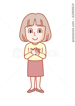 Illustration of a three-headed young woman who feels at ease Illustration of a three-headed young woman who feels at ease 82069914