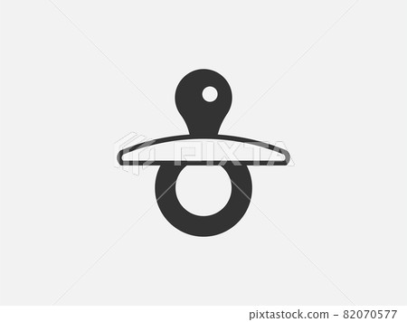 Nipple pacifier icon on white background. Line style vector illustration. Nipple pacifier icon on white background. Line style vector illustration. 82070577