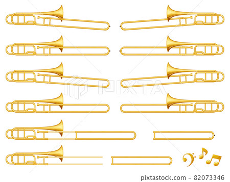 Illustration material set of trombone Illustration material set of trombone 82073346
