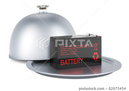 Restaurant cloche with sealed UPS battery, 3D rendering Restaurant cloche with sealed UPS battery, 3D rendering 82073454