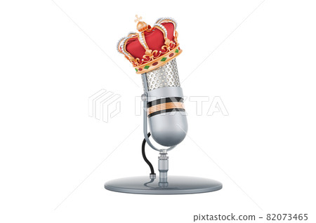Microphone with golden crown, 3D rendering Microphone with golden crown, 3D rendering 82073465
