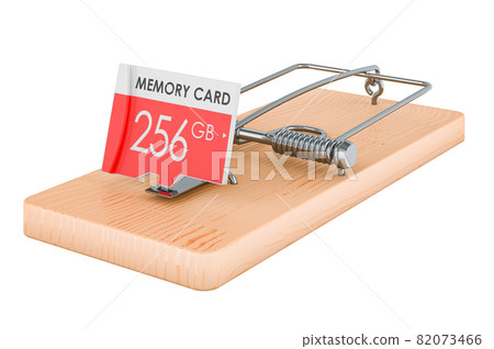 Memory card inside mousetrap, 3D rendering Memory card inside mousetrap, 3D rendering 82073466