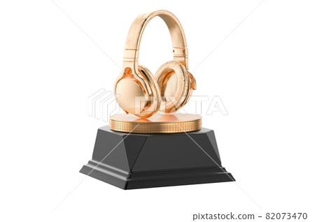 Headphones golden award concept. 3D rendering 82073470