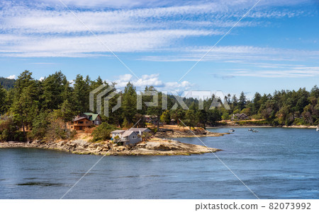 View of Beautiful Gulf Islands during a sunny day. View of Beautiful Gulf Islands during a sunny day. 82073992