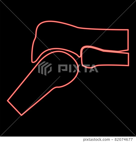 Neon knee joint red color vector illustration -插圖素材 [82074677] - PIXTA圖庫
