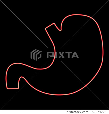 Neon stomach red color vector illustration flat Neon stomach red color vector illustration flat 82074728