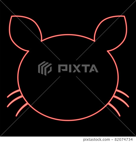 Neon cat head red color vector illustration flat  82074734