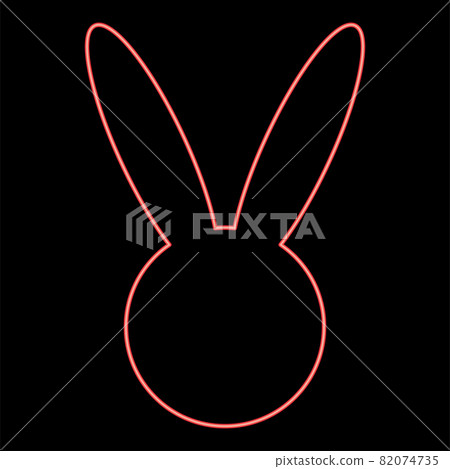 Neon hare or rabbit head red color vector  82074735
