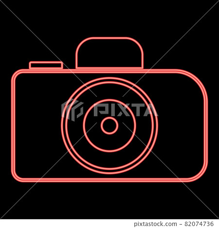 Neon camera red color vector illustration flat  82074736