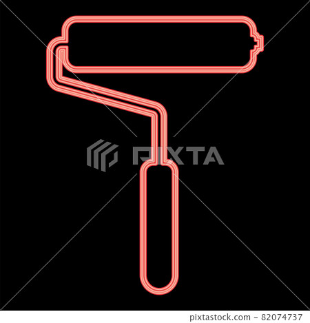 Neon paint roller red color vector illustration  82074737