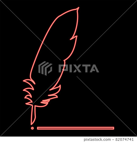 Neon feather red color vector illustration flat  82074741