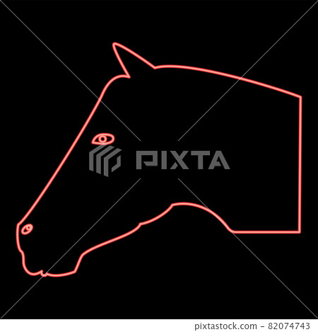 Neon horse head red color vector illustration Neon horse head red color vector illustration 82074743