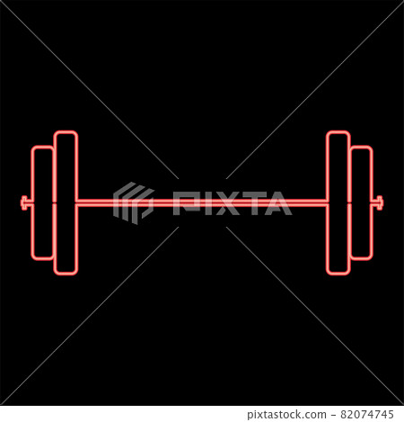 Neon barbell red color vector illustration flat - Stock Illustration ...