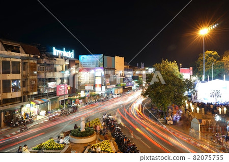 Chiangmai, Thailand  September  4 ,2021  The traffic  at Thapae gate in Chiang Mai town during the Covid-19 82075755