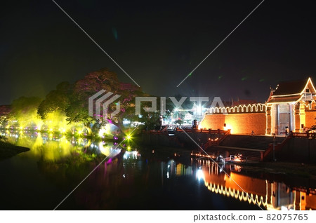 Night light show in Loy Krathong Festival at lamphun ,Thailand Night light show in Loy Krathong Festival at lamphun ,Thailand 82075765