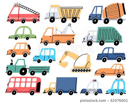 Kids transport and cars, construction tractor,... - Stock Illustration  [82076001] - PIXTA