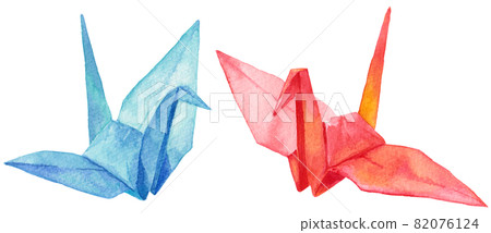 Two watercolor paper cranes 82076124