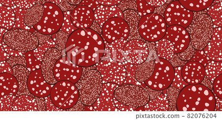 Seamless pattern with slices of salami sausage Seamless pattern with slices of salami sausage 82076204