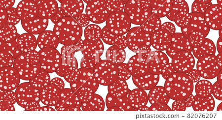 Seamless pattern with slices of salami sausage 82076207