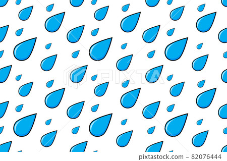 Rain falling. Autumn weather cartoon blue water dripping. Vector pattern isolated on white background. 82076444