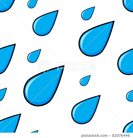 Rain falling. Autumn weather cartoon blue water dripping. Vector pattern isolated on white background. 82076446