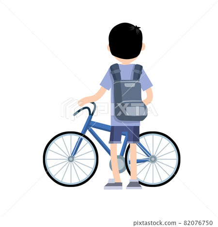 Man riding bike. Bicycle for road with guy with backpack. Man riding bike. Bicycle for road with guy with backpack. 82076750