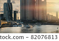 Sunset. evening traffic of pleasure boats on the moscow river. 82076813