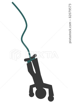 Illustration of a person who bungee jumped from a high place 82079573